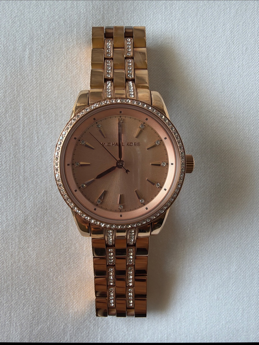 Michael Kors Rose Gold Crystal-Accent Bracelet Watch
